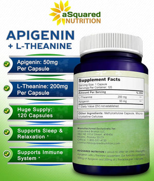 ASQUARED NUTRITION - aSquared Nutrition Apigenin 50Mg. & L-Theanine 200Mg. 120 Capsulas - The Red Vitamin MX - Suplementos Alimenticios - {{ shop.shopifyCountryName }}