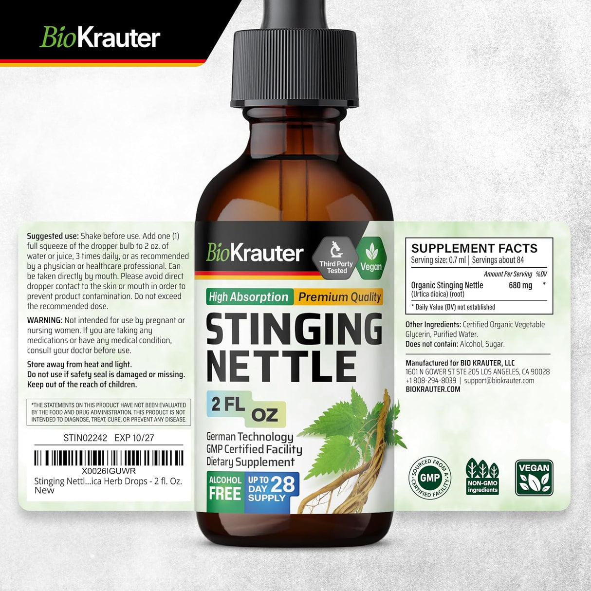 BIOKRAUTER - BIO KRAUTER Stinging Nettle Tincture 2 Fl.Oz. - The Red Vitamin MX - Suplementos Alimenticios - {{ shop.shopifyCountryName }}