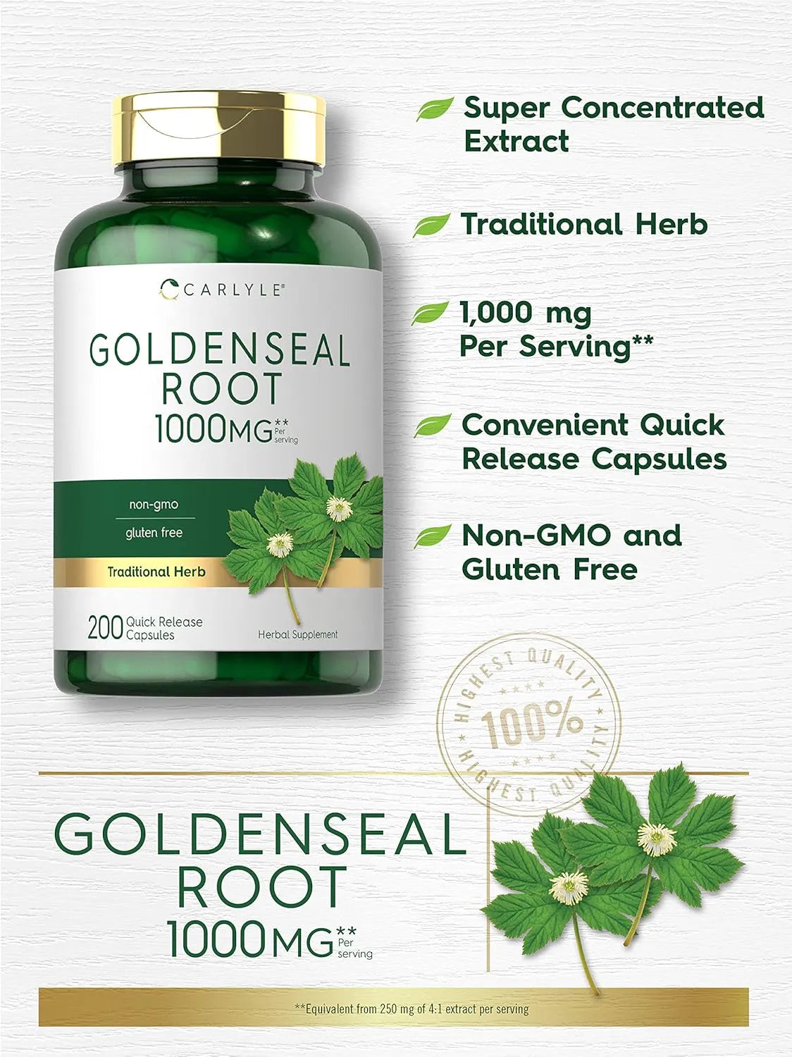 CARLYLE - Carlyle Goldenseal Root 1000Mg. 200 Capsulas - The Red Vitamin MX - Suplementos Alimenticios - {{ shop.shopifyCountryName }}