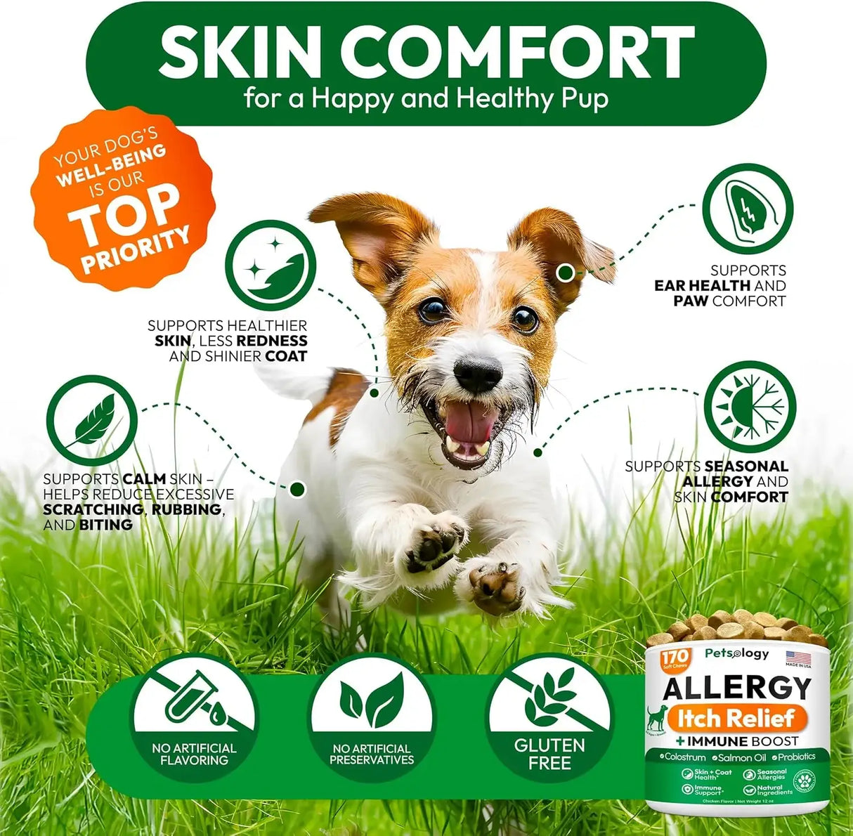 PETSOLOGY - Petsology Dog Allergy Relief Chews 170 Masticables - The Red Vitamin MX - Remedios Para La Picazón De Perros - {{ shop.shopifyCountryName }}