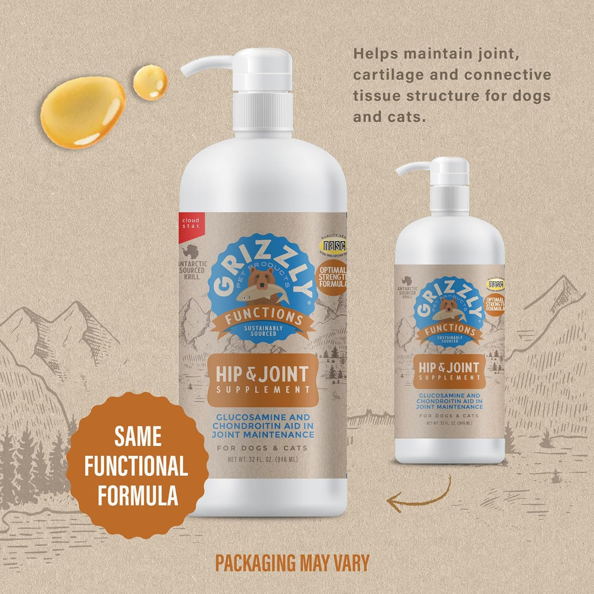 GRIZZLY PET PRODUCTS Joint Aid for Dogs Liquid Hip and Joint Support 32 Fl.Oz.