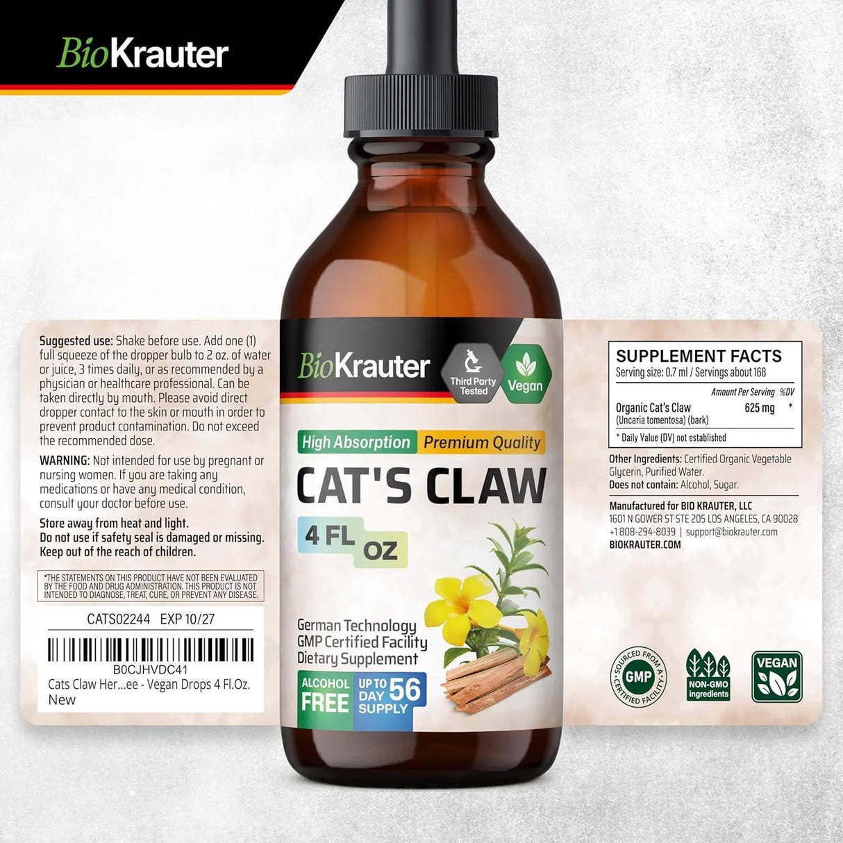 BIOKRAUTER - BIO KRAUTER Cats Claw Herbal Liquid Extract 4 Fl.Oz. - The Red Vitamin MX - Suplementos Alimenticios - {{ shop.shopifyCountryName }}