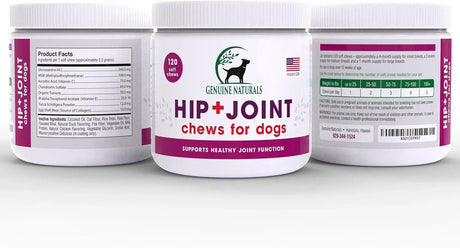 GENUINE NATURALS - Genuine Naturals Hip and Joint Supplement for Dogs 120 Masticables - The Red Vitamin MX - Cuidado De Cadera Y Articulaciones Para Perros - {{ shop.shopifyCountryName }}