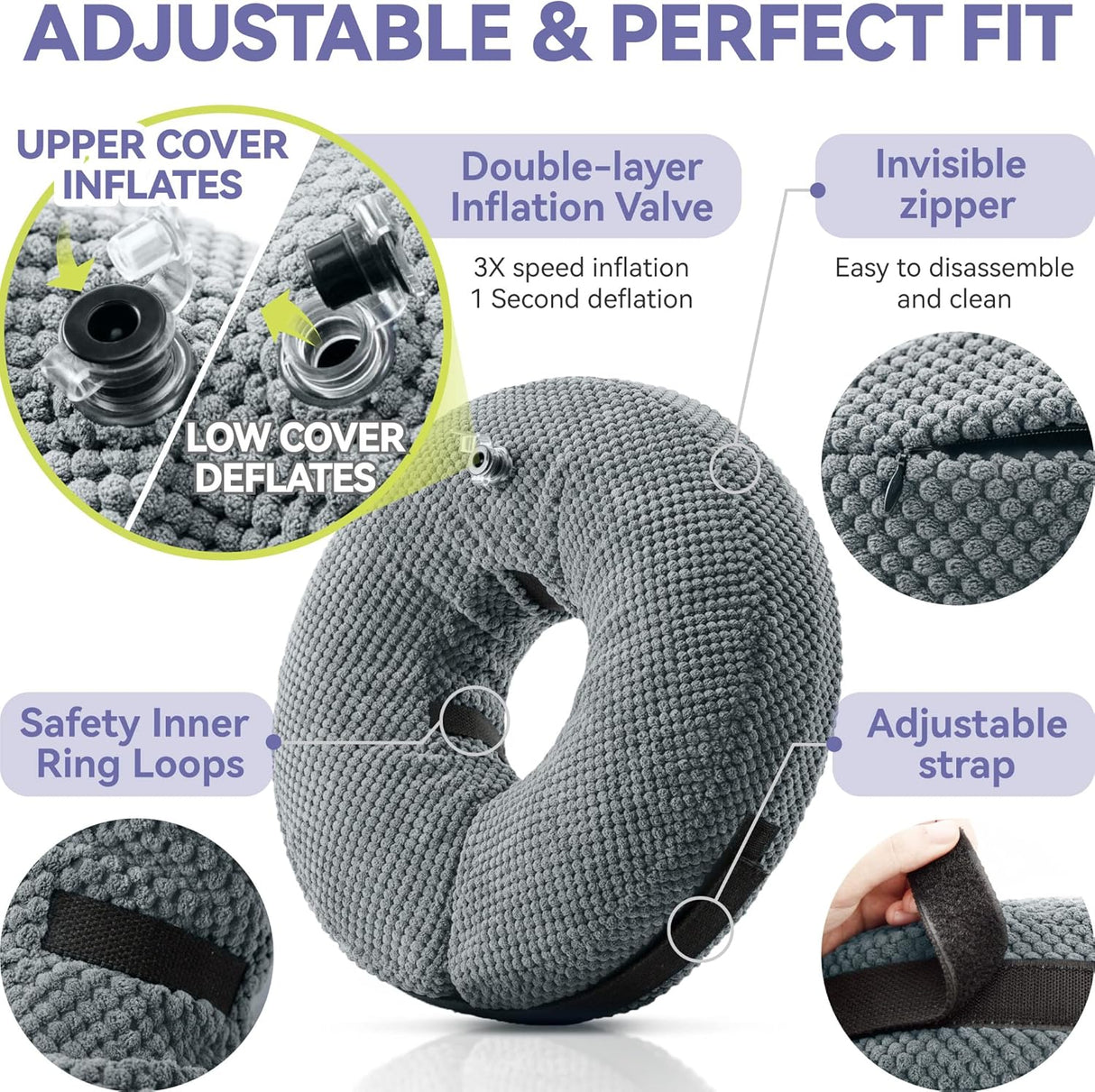 Loflaze Soft Inflatable Dog Cone Collar GREY SMALL
