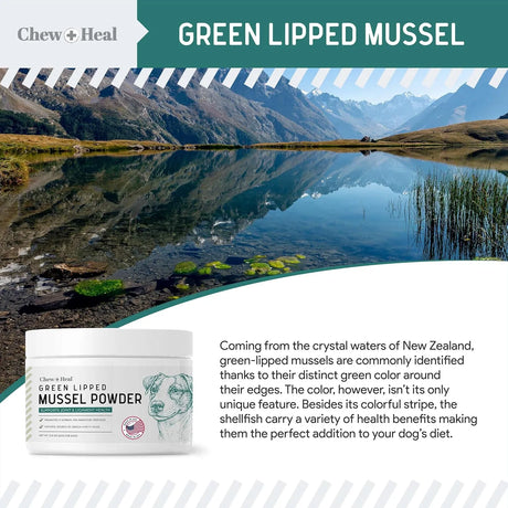 CHEW + HEAL - Chew + Heal Labs Green Lipped Mussel for Dogs 6 Oz. - The Red Vitamin MX - Cuidado De Cadera Y Articulaciones Para Perros - {{ shop.shopifyCountryName }}