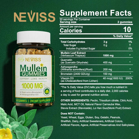 NEVISS - NEVISS Mullein Leaf Extract for Lungs 60 Gomitas - The Red Vitamin MX - Suplementos Alimenticios - {{ shop.shopifyCountryName }}