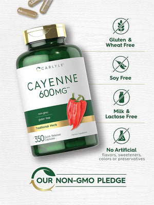 CARLYLE - Carlyle Cayenne Pepper 600Mg. 350 Capsulas - The Red Vitamin MX - Suplementos Alimenticios - {{ shop.shopifyCountryName }}