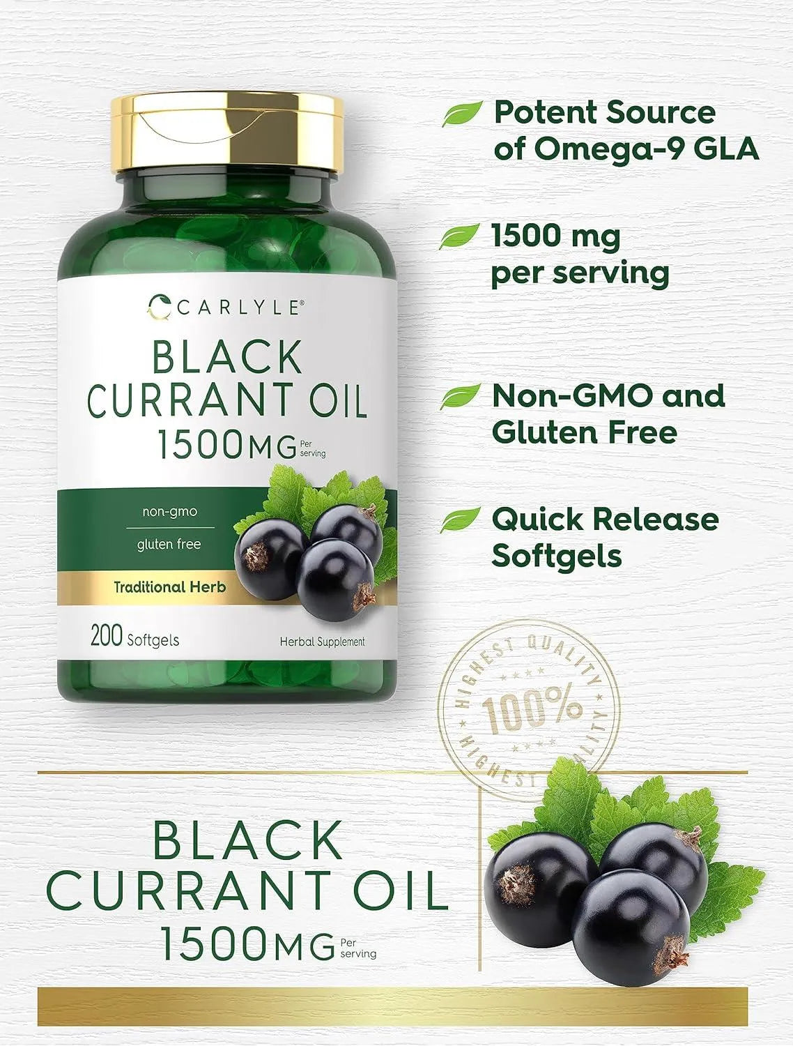 CARLYLE - Carlyle Black Currant Oil 1500Mg. 200 Capsulas Blandas - The Red Vitamin MX - Suplementos Alimenticios - {{ shop.shopifyCountryName }}