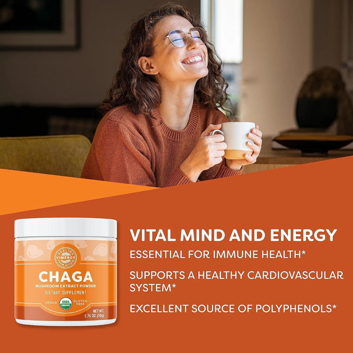 VIMERGY - Vimergy USDA Organic Wild Chaga Mushroom Extract Powder 50Gr. - The Red Vitamin MX - Suplementos Alimenticios - {{ shop.shopifyCountryName }}