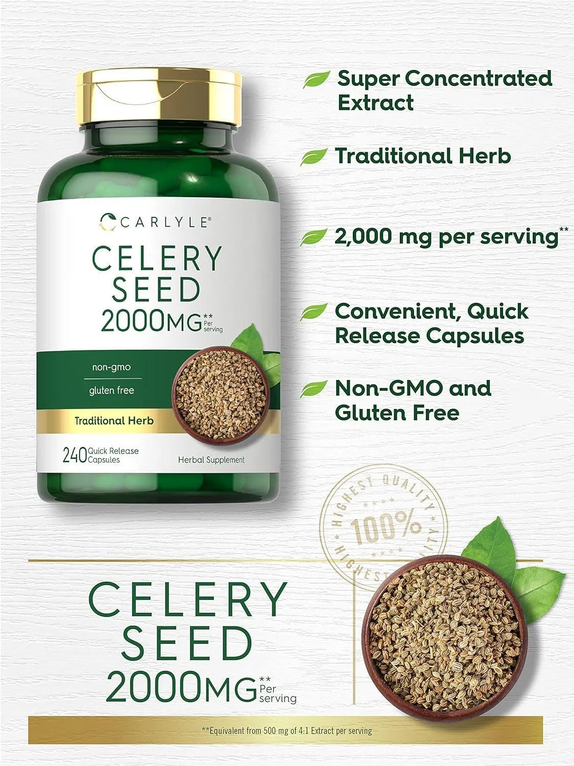 CARLYLE - Carlyle Celery Seed Extract 2000Mg. 240 Capsulas - The Red Vitamin MX - Suplementos Alimenticios - {{ shop.shopifyCountryName }}