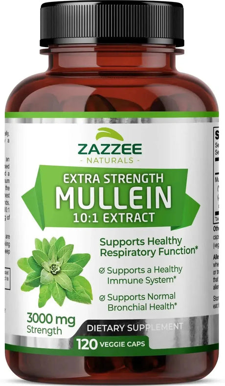 ZAZZEE NATURALS - Zazzee Extra Strength Mullein 10:1 Extract 3000Mg. 120 Capsulas - The Red Vitamin MX - Suplementos Alimenticios - {{ shop.shopifyCountryName }}