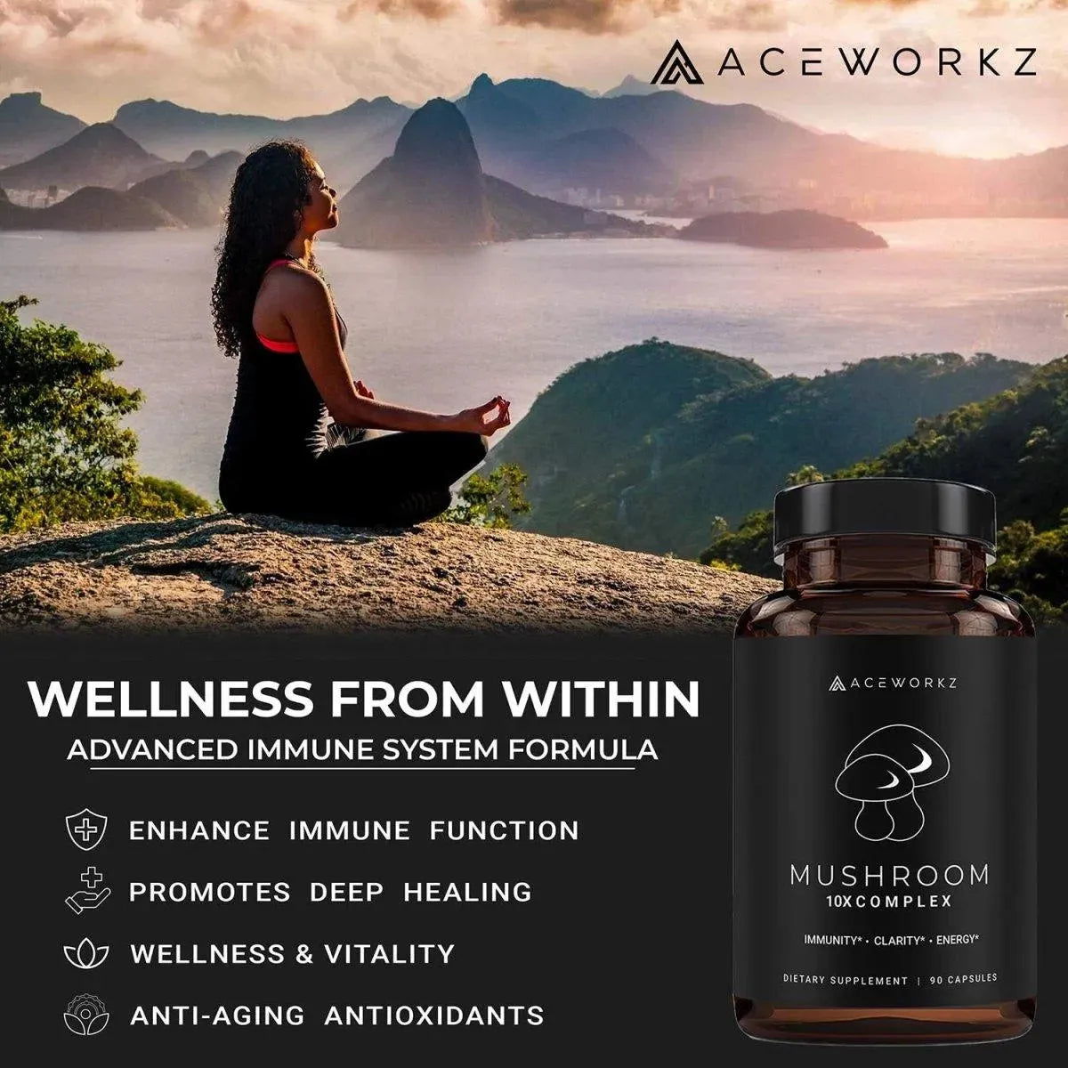 ACEWORKZ - ACEWORKZ Mushroom Supplement 10 Mushroom Complex 90 Capsulas - The Red Vitamin MX - Suplementos Alimenticios - {{ shop.shopifyCountryName }}