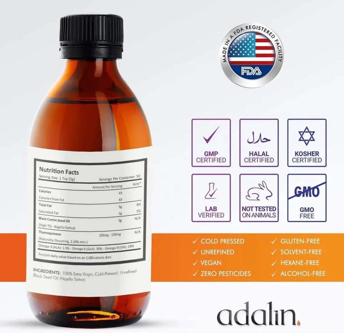 ADALIN - Adalin Black Seed Oil Liquid 250Ml. - The Red Vitamin MX - Suplementos Alimenticios - {{ shop.shopifyCountryName }}