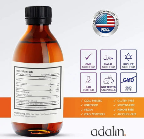 ADALIN - Adalin Black Seed Oil Liquid 250Ml. - The Red Vitamin MX - Suplementos Alimenticios - {{ shop.shopifyCountryName }}