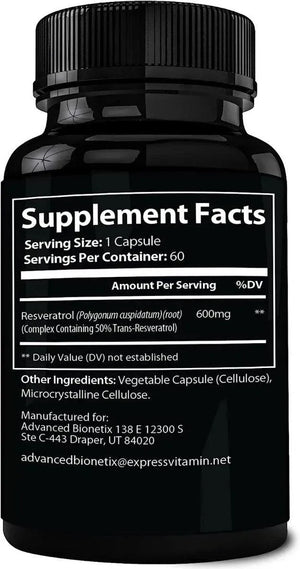 ADVANCED BIONETIX - Advanced Bionetix Micronized Trans Resveratrol Supplement 60 Capsulas - The Red Vitamin MX - Suplementos Alimenticios - {{ shop.shopifyCountryName }}