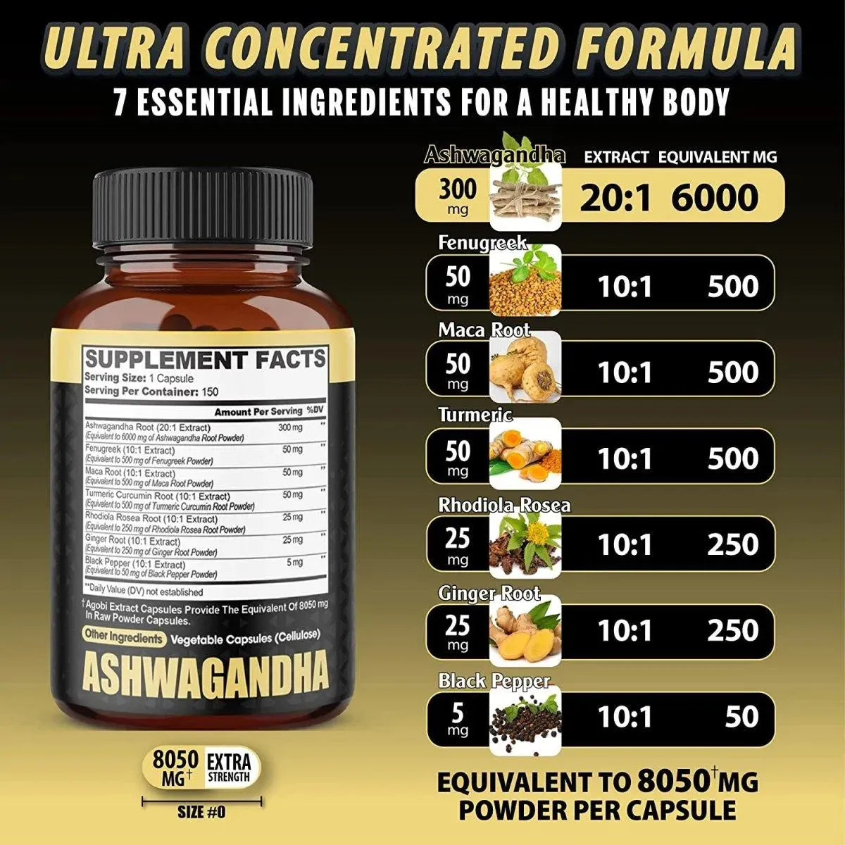 AGOBI - Agobi Ashwagandha 7 Herbal Ingredients 8050Mg. 150 Capsulas - The Red Vitamin MX - Suplementos Alimenticios - {{ shop.shopifyCountryName }}