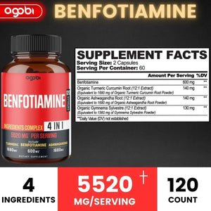 AGOBI - Agobi Benfotiamine 600Mg. 120 Capsulas - The Red Vitamin MX - Suplementos Alimenticios - {{ shop.shopifyCountryName }}