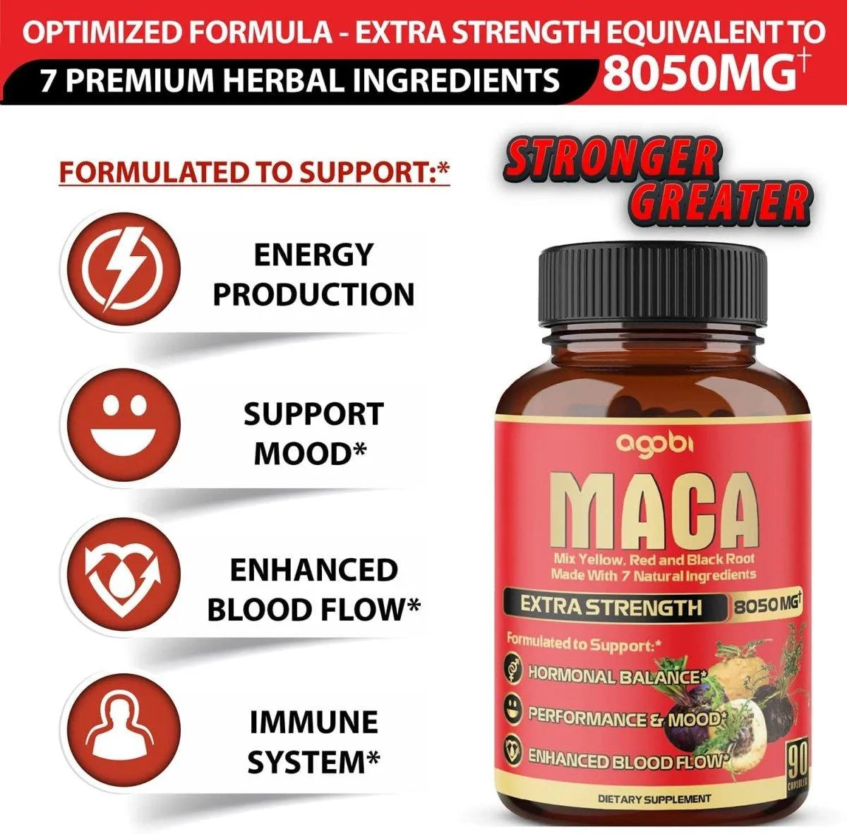 AGOBI - Agobi Maca Root Capsules 8050Mg. 90 Capsulas - The Red Vitamin MX - Suplementos Alimenticios - {{ shop.shopifyCountryName }}