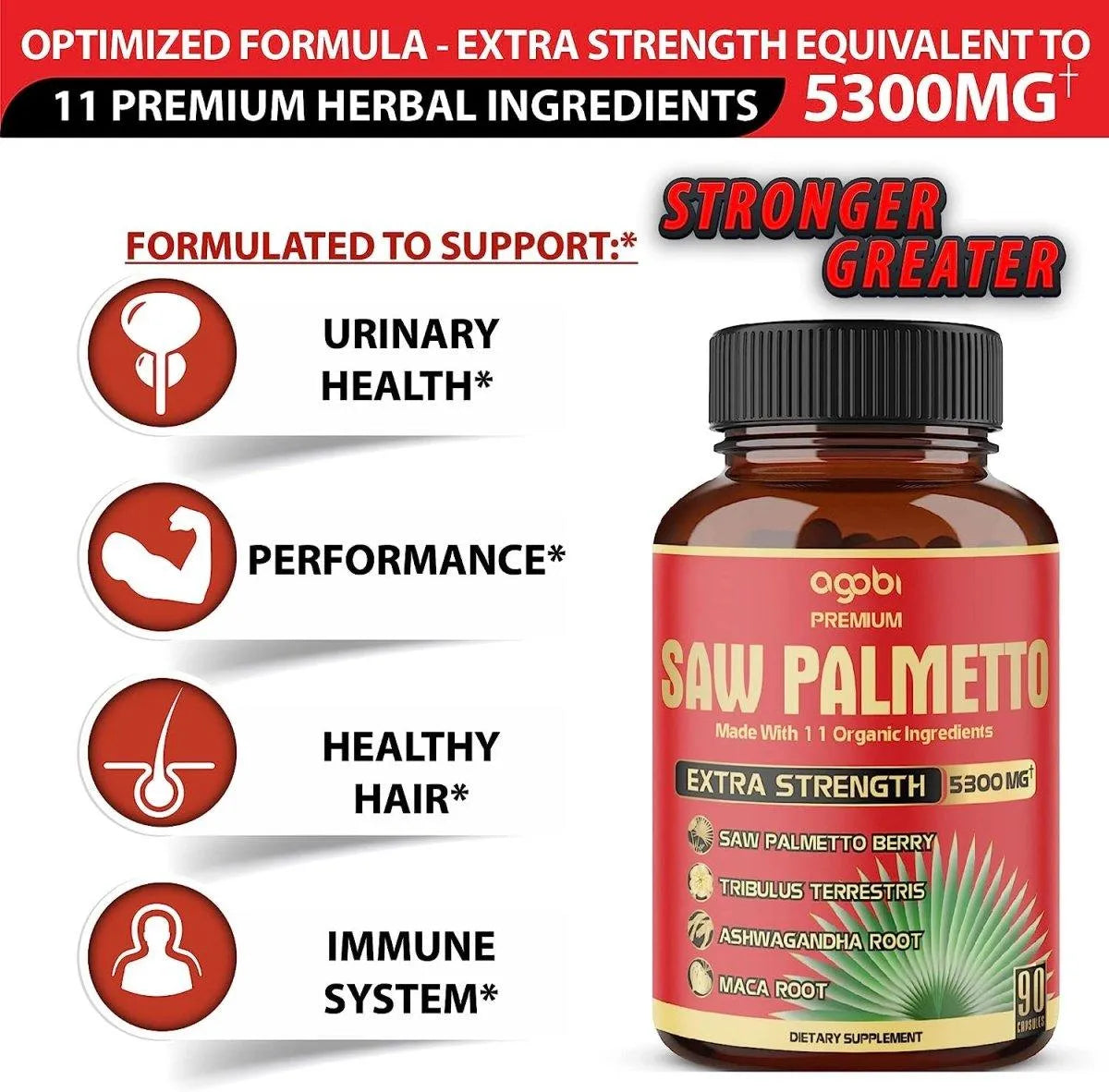 AGOBI - Agobi Premium Saw Palmetto 5300Mg. 90 Capsulas - The Red Vitamin MX - Suplementos Alimenticios - {{ shop.shopifyCountryName }}