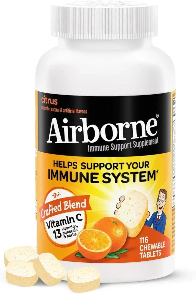 AIRBORNE - Airborne 1000Mg. Vitamin C Chewable Tablets with Zinc 116 Tabletas Masticables - The Red Vitamin MX - Suplementos Alimenticios - {{ shop.shopifyCountryName }}