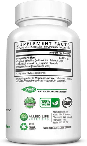 ALLIED LIFE - Allied Life Spirulina and Chlorella 120 Capsulas - The Red Vitamin MX - Suplementos Alimenticios - {{ shop.shopifyCountryName }}