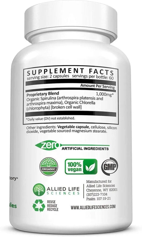 ALLIED LIFE - Allied Life Spirulina and Chlorella 120 Capsulas - The Red Vitamin MX - Suplementos Alimenticios - {{ shop.shopifyCountryName }}