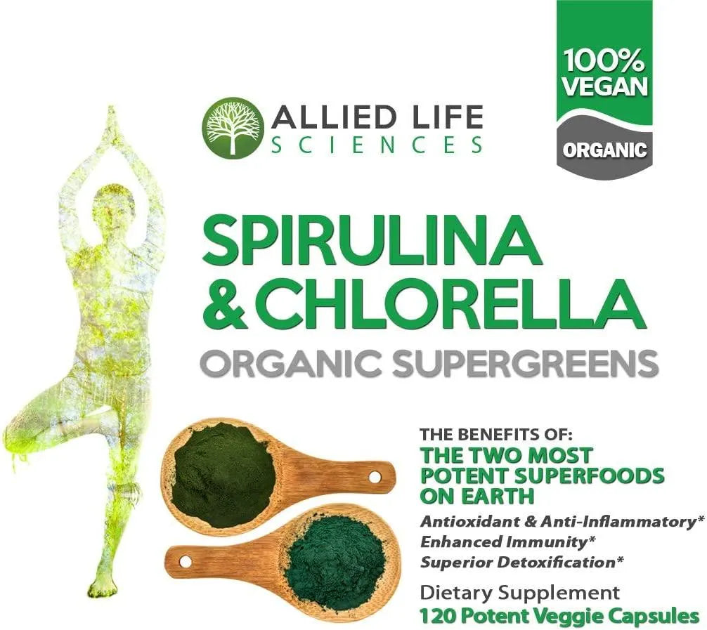 ALLIED LIFE - Allied Life Spirulina and Chlorella 120 Capsulas - The Red Vitamin MX - Suplementos Alimenticios - {{ shop.shopifyCountryName }}