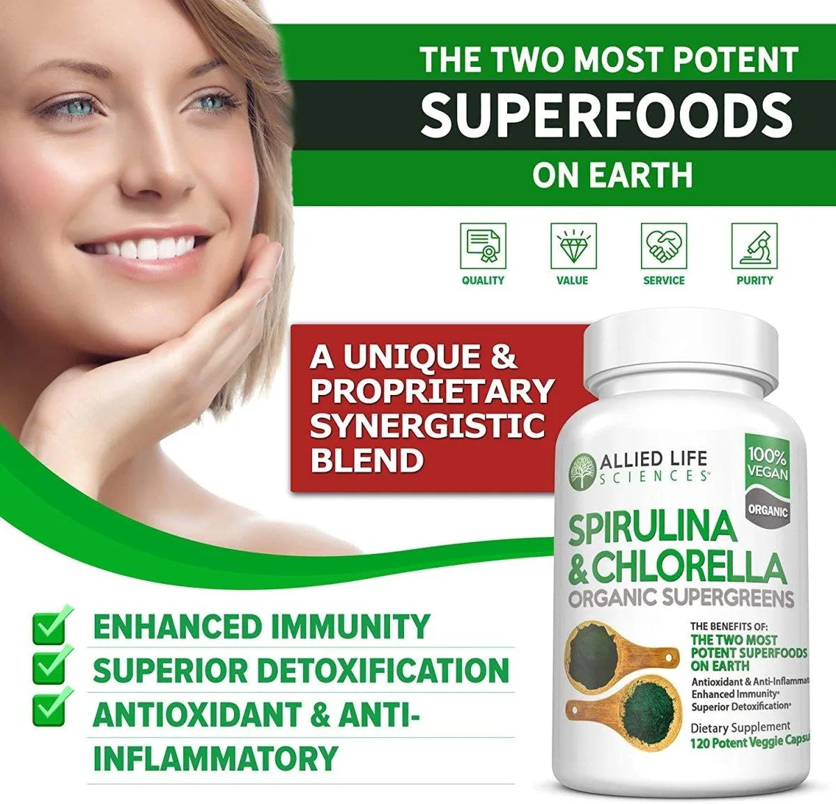 ALLIED LIFE - Allied Life Spirulina and Chlorella 120 Capsulas - The Red Vitamin MX - Suplementos Alimenticios - {{ shop.shopifyCountryName }}