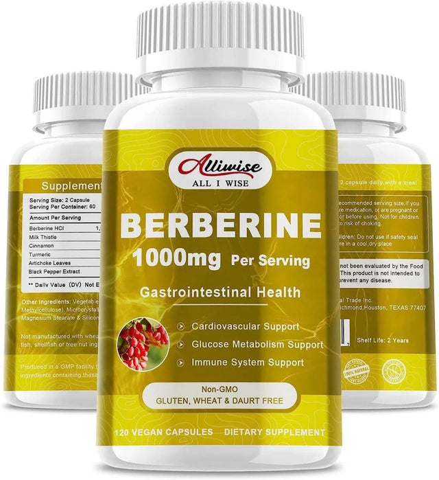 ALLIWISE - Alliwise Berberine Supplement 1000Mg. 120 Capsulas - The Red Vitamin MX - Suplementos Alimenticios - {{ shop.shopifyCountryName }}