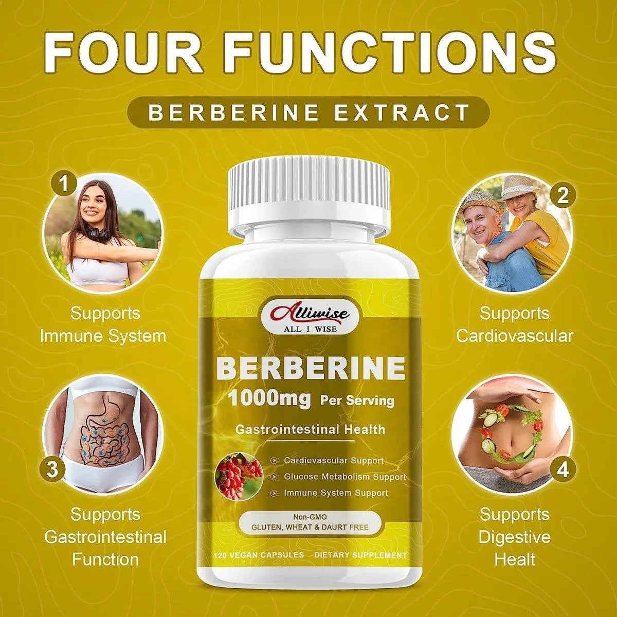 ALLIWISE - Alliwise Berberine Supplement 1000Mg. 120 Capsulas - The Red Vitamin MX - Suplementos Alimenticios - {{ shop.shopifyCountryName }}