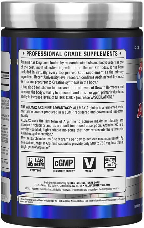 ALLMAX NUTRITION - ALLMAX Essentials ARGININE HCL 400Gr. - The Red Vitamin MX - Suplementos Alimenticios - {{ shop.shopifyCountryName }}