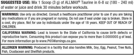 ALLMAX NUTRITION - ALLMAX Essentials Taurine Powder 400Gr. - The Red Vitamin MX - Suplementos Alimenticios - {{ shop.shopifyCountryName }}