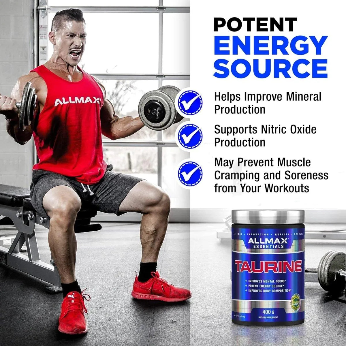 ALLMAX NUTRITION - ALLMAX Essentials Taurine Powder 400Gr. - The Red Vitamin MX - Suplementos Alimenticios - {{ shop.shopifyCountryName }}