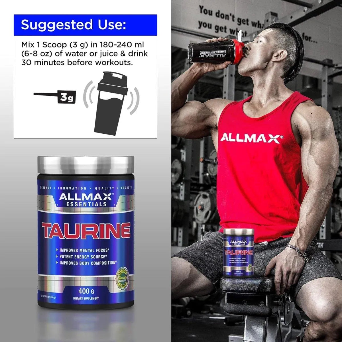 ALLMAX NUTRITION - ALLMAX Essentials Taurine Powder 400Gr. - The Red Vitamin MX - Suplementos Alimenticios - {{ shop.shopifyCountryName }}