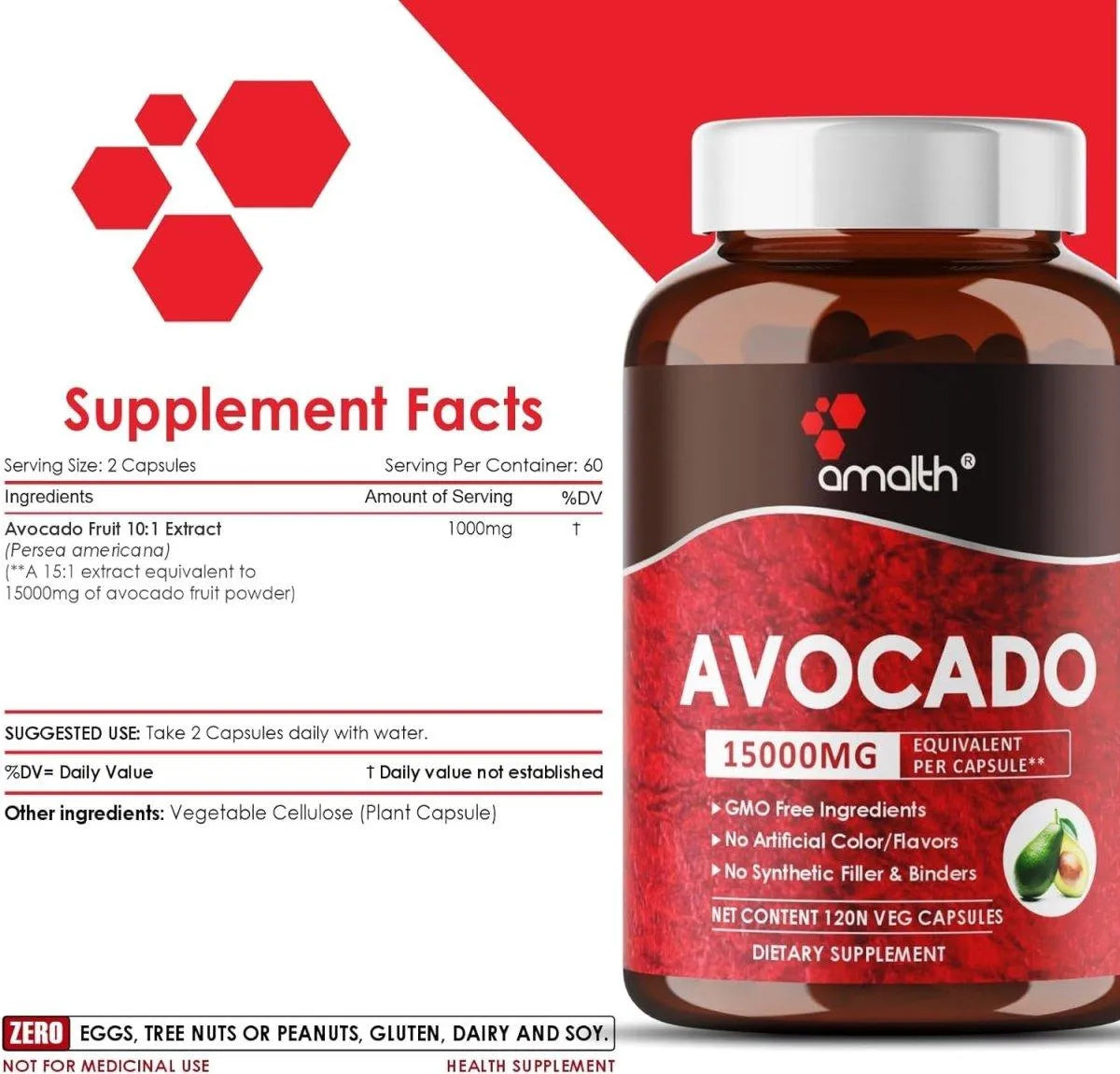 AMALTH - Amalth Avocado 15:1 Extract 15000Mg. 120 Capsulas - The Red Vitamin MX - Suplementos Alimenticios - {{ shop.shopifyCountryName }}