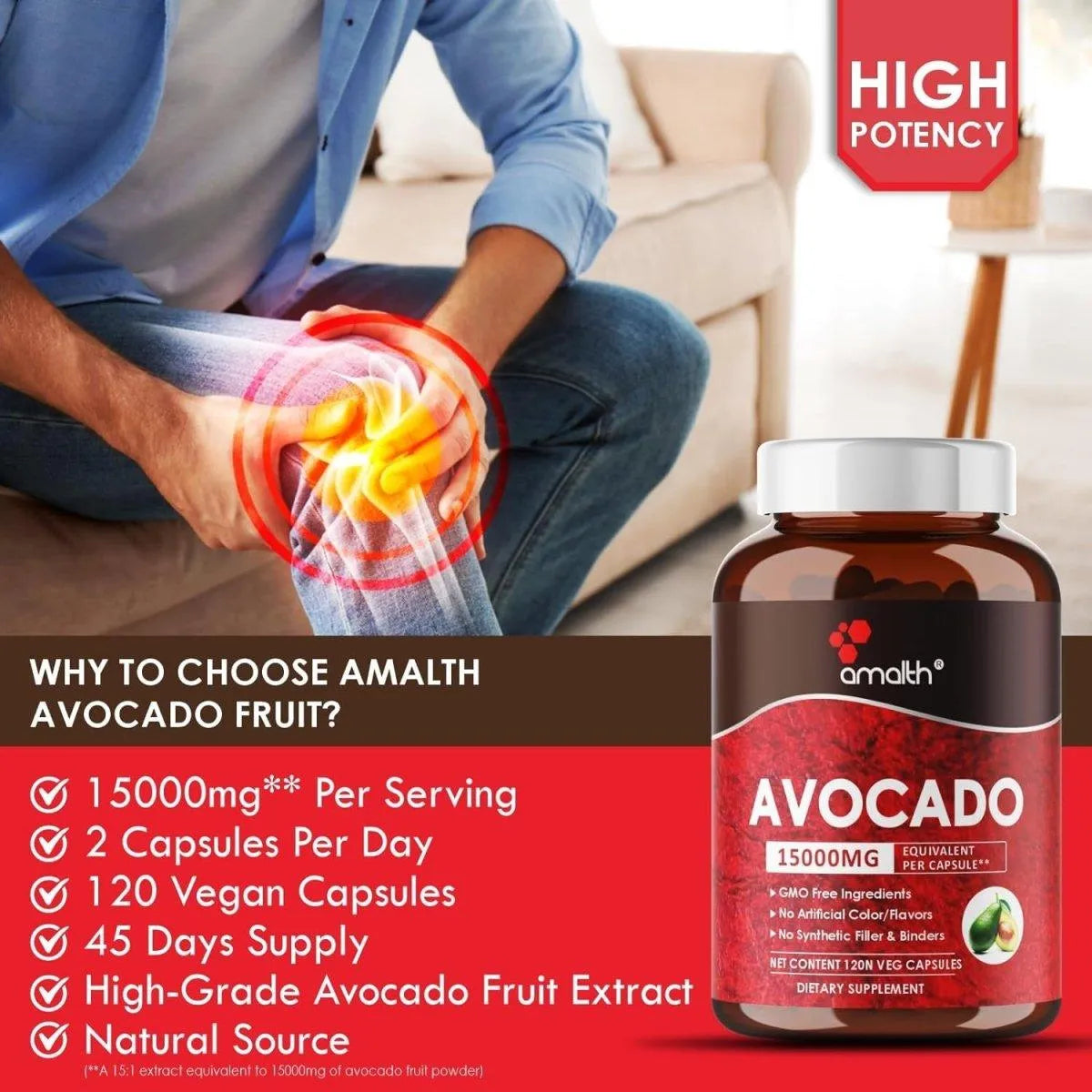 AMALTH - Amalth Avocado 15:1 Extract 15000Mg. 120 Capsulas - The Red Vitamin MX - Suplementos Alimenticios - {{ shop.shopifyCountryName }}