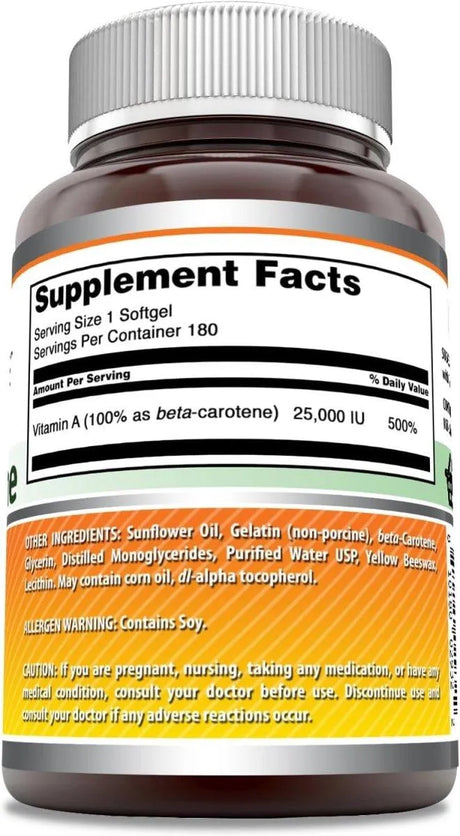 AMAZING FORMULAS - Amazing Formulas Beta Carotene 25000 IU 180 Capsulas Blandas - The Red Vitamin MX - Suplementos Alimenticios - {{ shop.shopifyCountryName }}