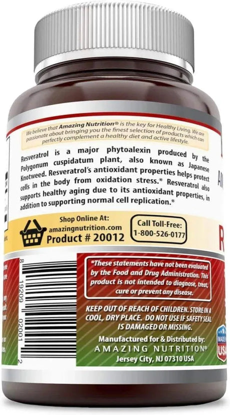 AMAZING FORMULAS - Amazing Formulas Resveratrol 250Mg. 60 Capsulas - The Red Vitamin MX - Suplementos Alimenticios - {{ shop.shopifyCountryName }}