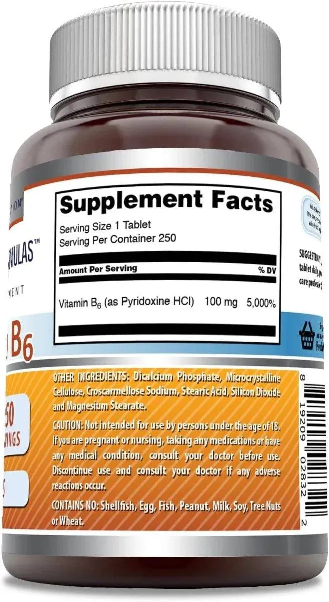 AMAZING FORMULAS - Amazing Formulas Vitamin B6 100Mg. 250 Tabletas - The Red Vitamin MX - Suplementos Alimenticios - {{ shop.shopifyCountryName }}