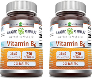 AMAZING FORMULAS - mazing Formulas Vitamin B6 25Mg. 250 Tabletas 2 Pack - The Red Vitamin MX - Suplementos Alimenticios - {{ shop.shopifyCountryName }}