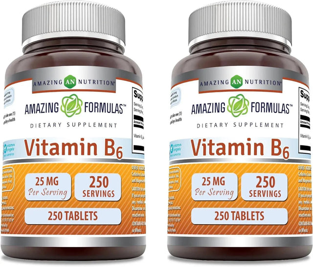 AMAZING FORMULAS - mazing Formulas Vitamin B6 25Mg. 250 Tabletas 2 Pack - The Red Vitamin MX - Suplementos Alimenticios - {{ shop.shopifyCountryName }}