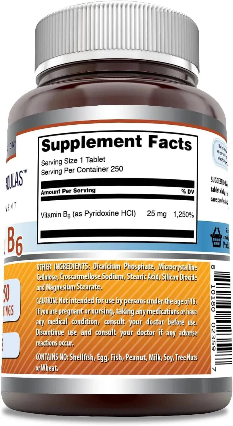 AMAZING FORMULAS - mazing Formulas Vitamin B6 25Mg. 250 Tabletas 2 Pack - The Red Vitamin MX - Suplementos Alimenticios - {{ shop.shopifyCountryName }}