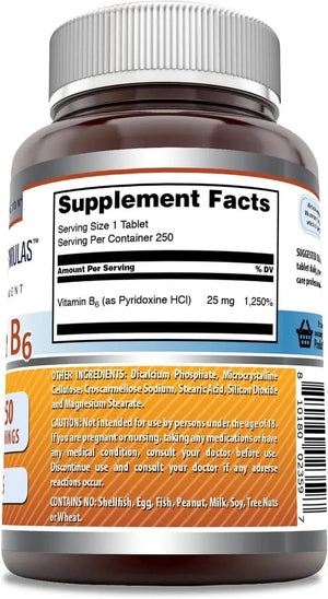 AMAZING FORMULAS - mazing Formulas Vitamin B6 25Mg. 250 Tabletas 2 Pack - The Red Vitamin MX - Suplementos Alimenticios - {{ shop.shopifyCountryName }}