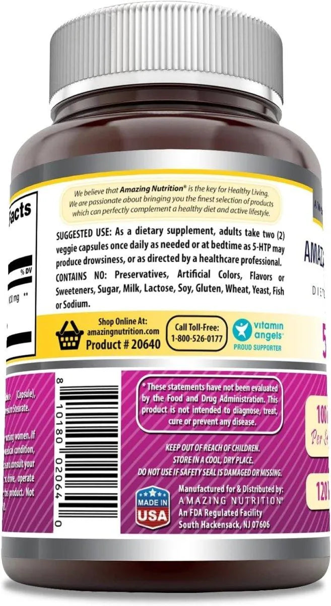 AMAZING NUTRITION - Amazing Nutrition Amazing Formulas 5 HTP Hydroxytryptophan 100Mg. 120 Capsulas - The Red Vitamin MX - Suplementos Alimenticios - {{ shop.shopifyCountryName }}