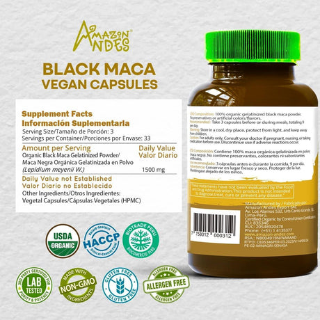 AMAZON ANDES HEALTHY - Amazon Andes Healthy Black Maca Root 100 Capsulas - The Red Vitamin MX - Suplementos Alimenticios - {{ shop.shopifyCountryName }}