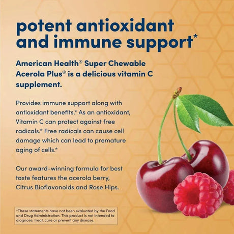 AMERICAN HEALTH - American Health Super Acerola Plus Chewable Wafers 500Mg. 100 Tabletas Masticables - The Red Vitamin MX - Suplementos Alimenticios - {{ shop.shopifyCountryName }}