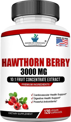 AMERICAN STANDARD SUPPLEMENTS - American Standard Supplements Hawthorn Berry Organic 3000Mg. 120 Capsulas - The Red Vitamin MX - Suplementos Alimenticios - {{ shop.shopifyCountryName }}