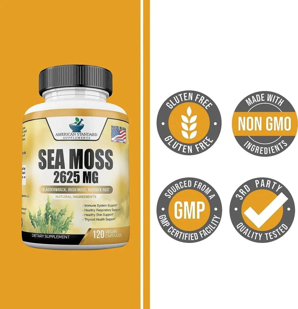 AMERICAN STANDARD SUPPLEMENTS - American Standard Supplements Organic Sea Moss 2625Mg. 120 Capsulas - The Red Vitamin MX - Suplementos Alimenticios - {{ shop.shopifyCountryName }}