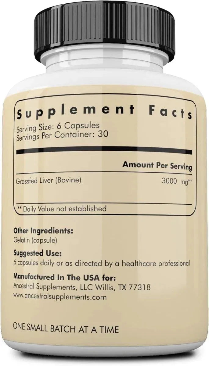 ANCESTRAL SUPPLEMENTS - Ancestral Supplements Grass Fed Beef Liver 180 Capsulas - The Red Vitamin MX - Suplementos Alimenticios - {{ shop.shopifyCountryName }}