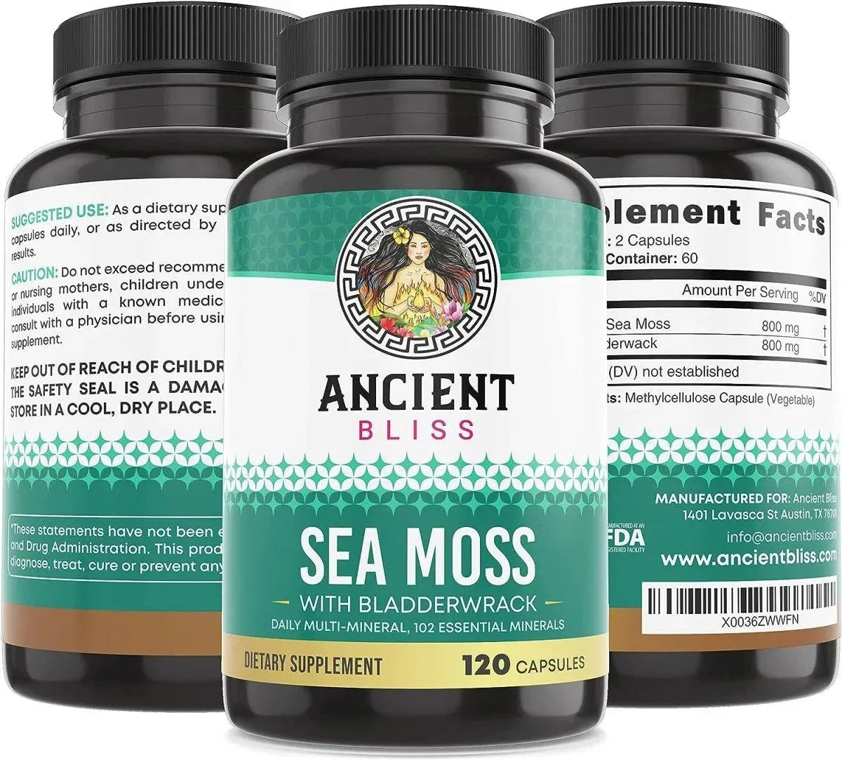 ANCIENT BLISS - Ancient Bliss Organic Irish Sea Moss 120 Capsulas - The Red Vitamin MX - Suplementos Alimenticios - {{ shop.shopifyCountryName }}